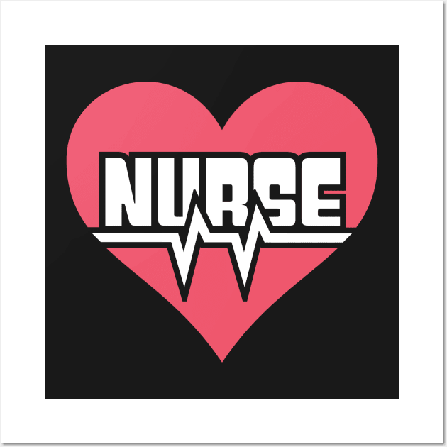 Heart & Heartbeat – Cute Nurse Design Wall Art by MeatMan